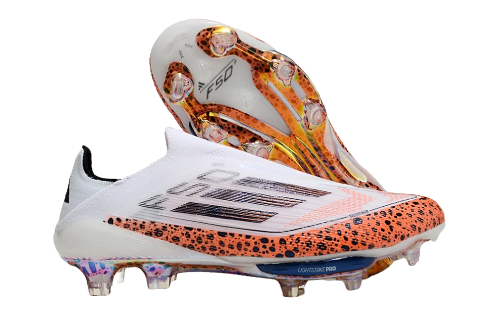 Adidas F50+ Lightstrike Pro Laceless FG Firm Ground Soccer Cleats - White/Leopar