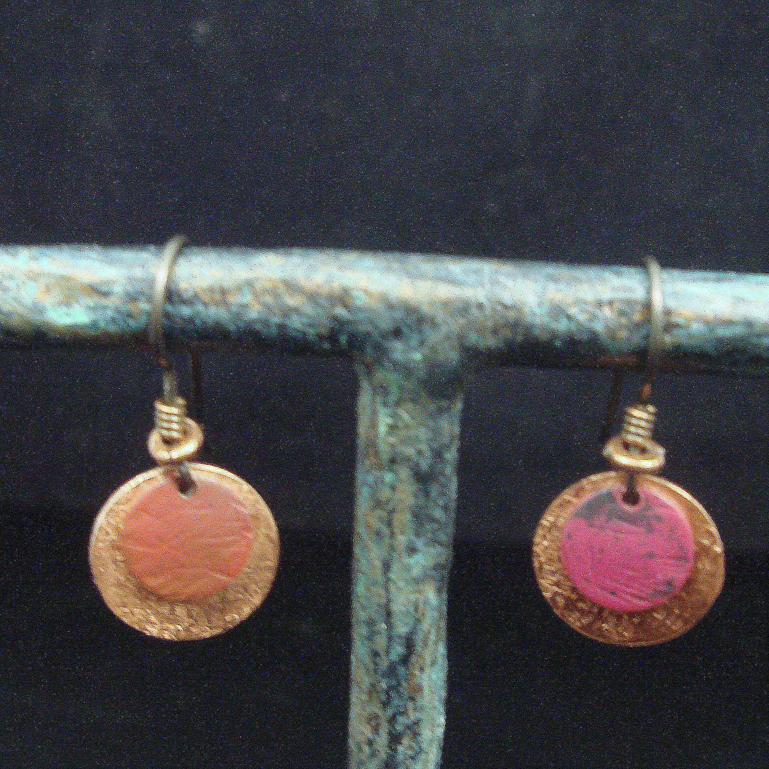 Flame Painted, Hand Forged and Textured Copper Earrings
