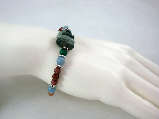 Thumbnail: Mixed Stone, Eagle Eye Rhyolite, Malachite, Sunstone, Angelite, and Lepidocrosit