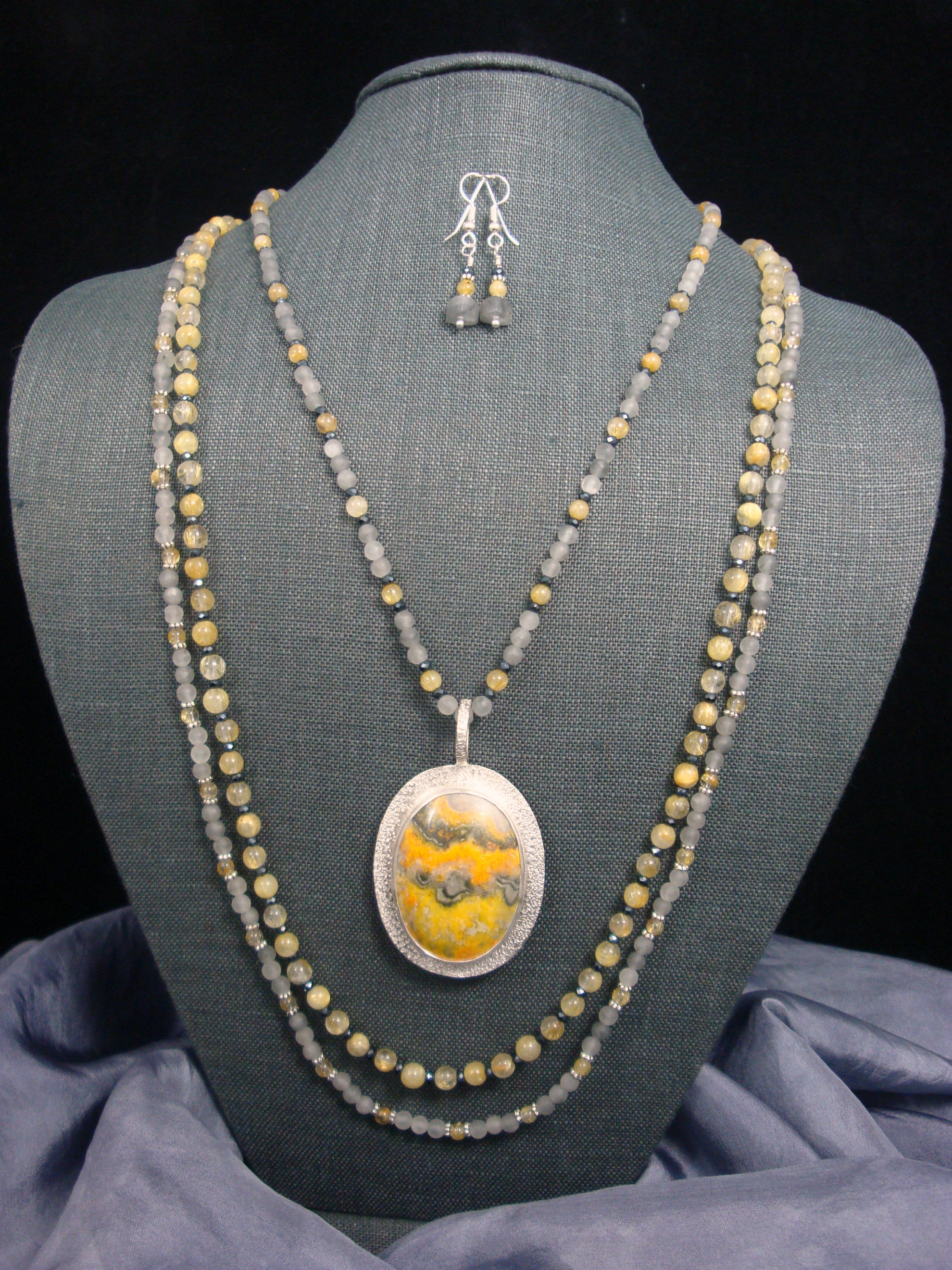 Rutilated Quartz, Ghost Quartz, and Spinel Nec