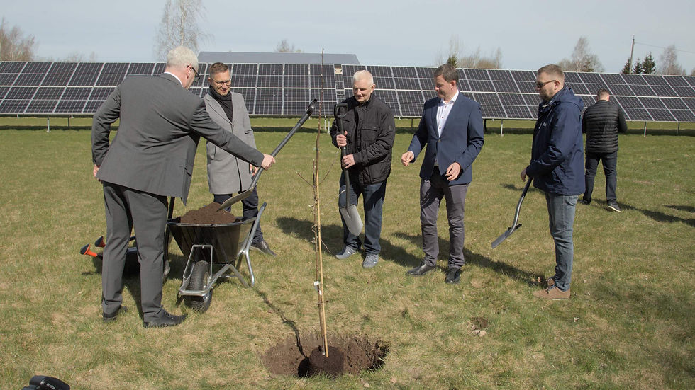 Utilitase esindajad istutasid koos vallavanem Karro Külanurmega katlamaja juurde `Tellissaare`õunapuu