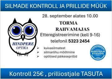 Hindpere optika Silmade kontroll ja prillide müük