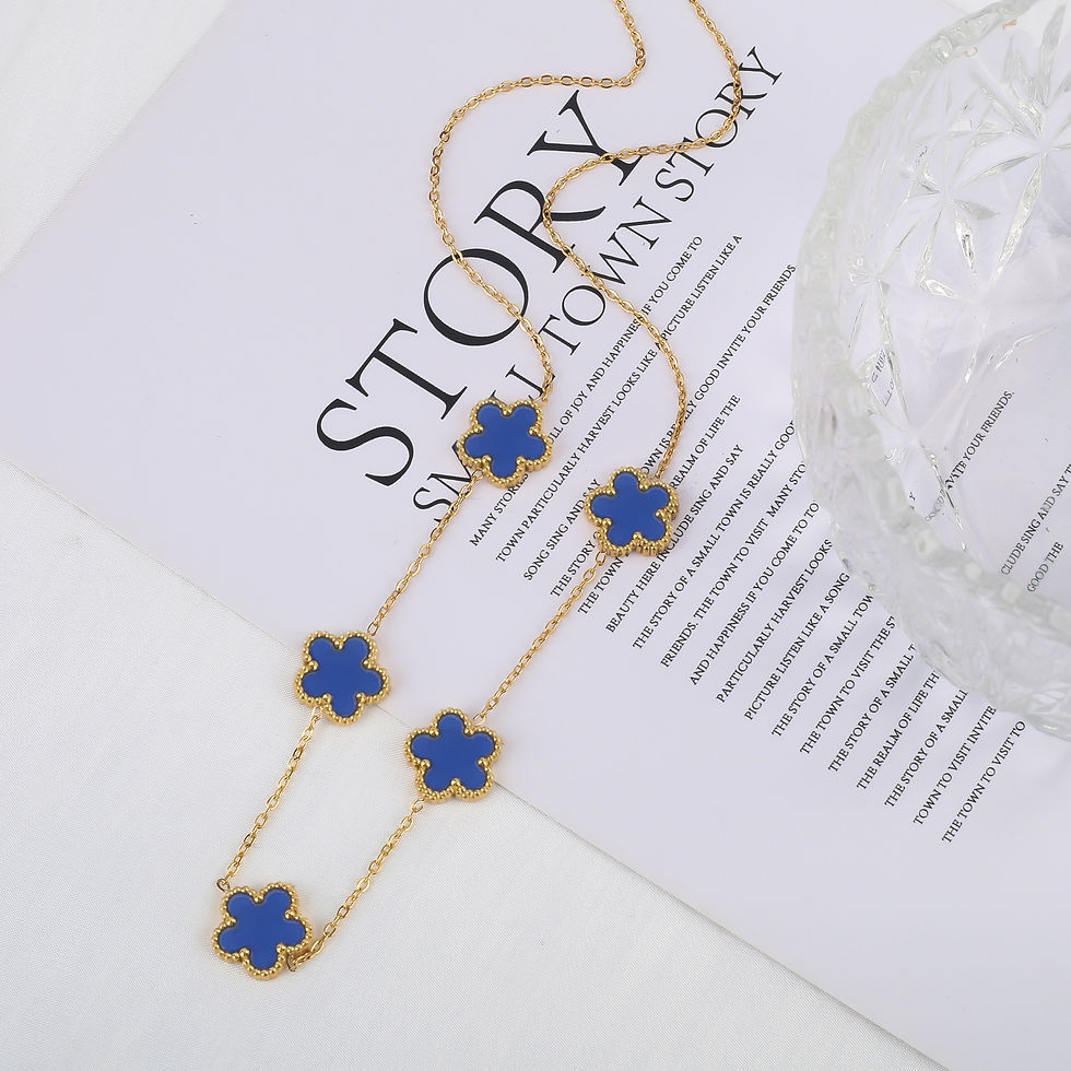 Thumbnail: Hot Sale Stainless Steel Laser Five Leaf Flower Petal Adjustable Clover Bracelet