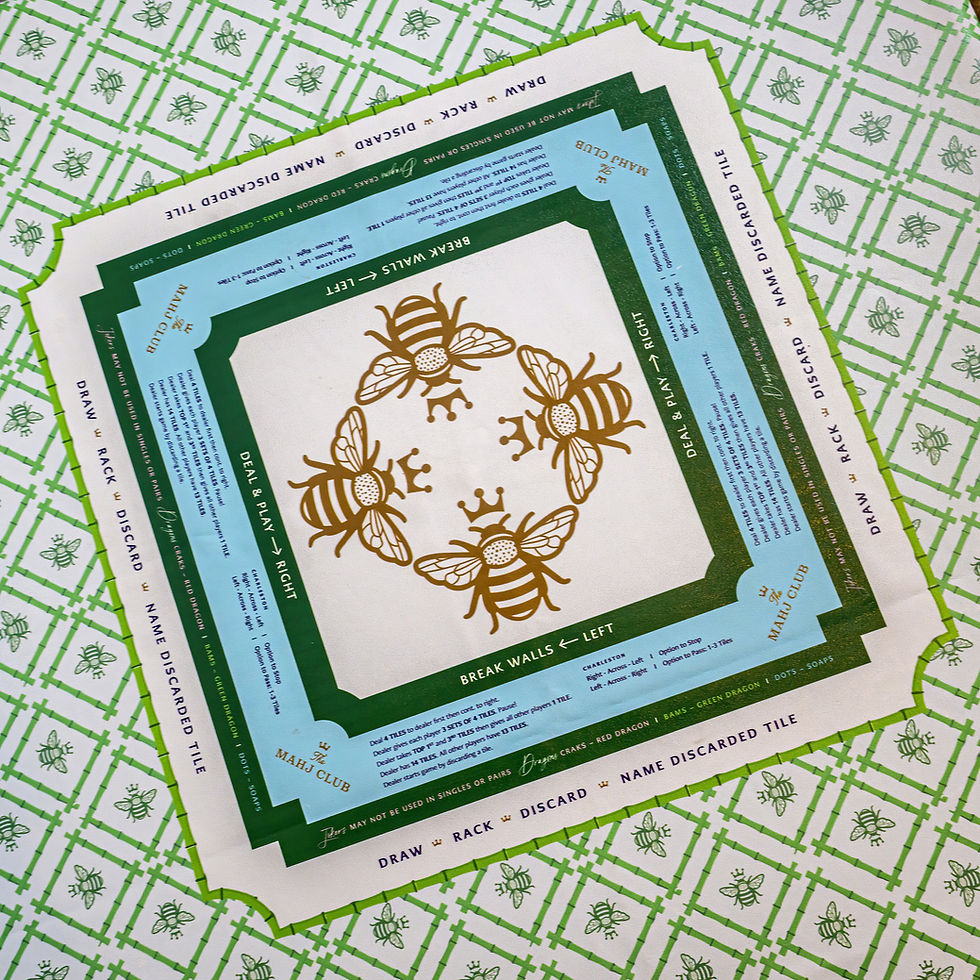 Thumbnail: The Mahj Club Queen Bee Cheatsheet Tablecloth with Monogram
