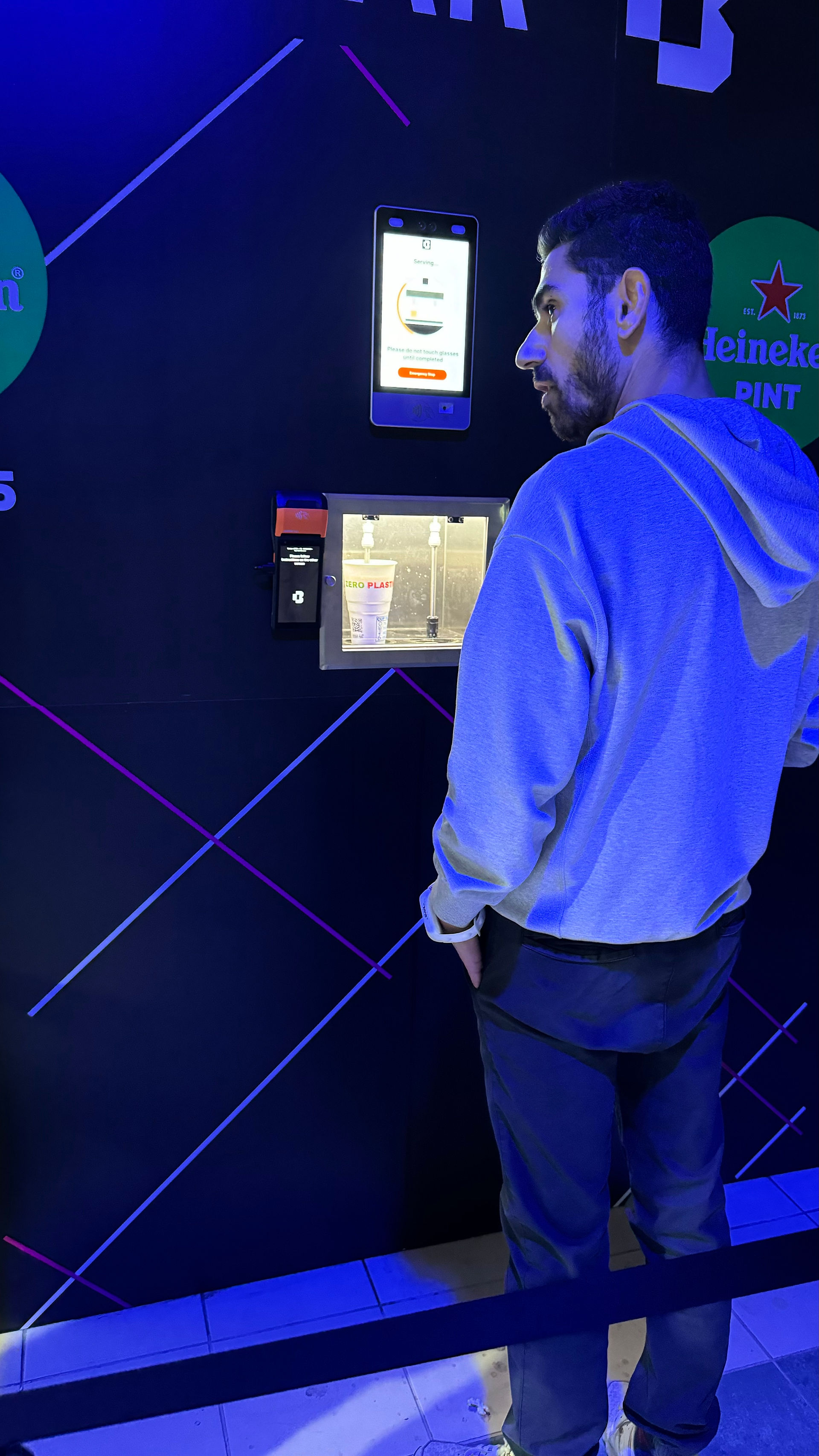 Man operated self-service beer machine