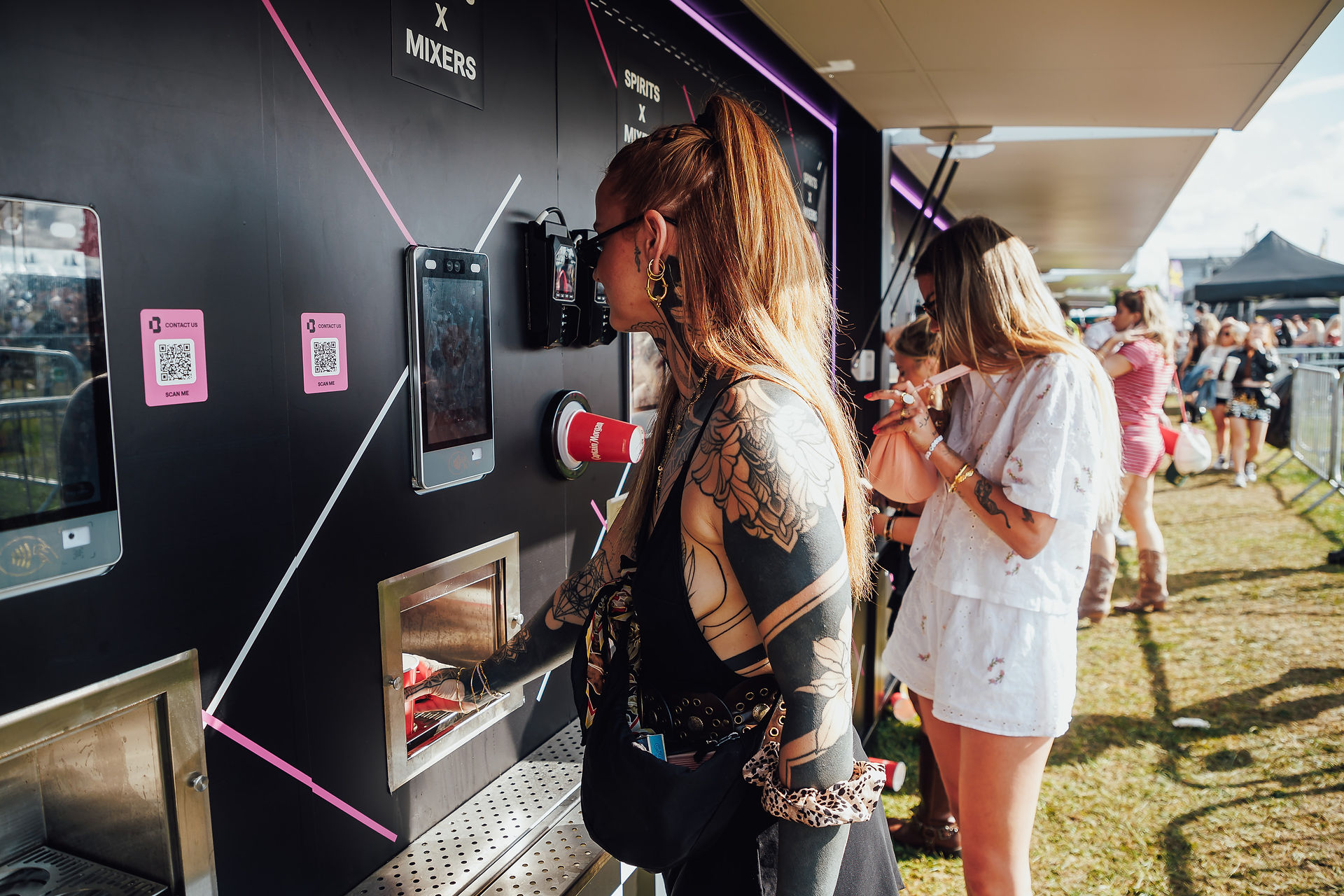 Self-service bar units at festival