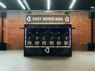 Boxbar Self-serve container bar in warehouse
