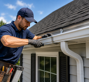 Seamless gutter installation on a Bergen County, NJ home