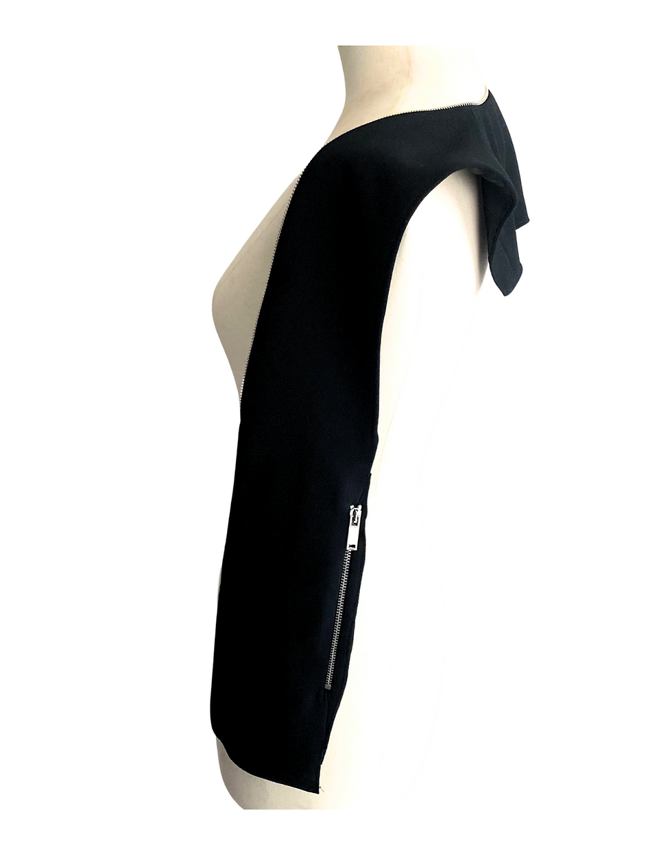 Thumbnail: Black Scarf with Zipped Pockets Sailor Back Collar Side View