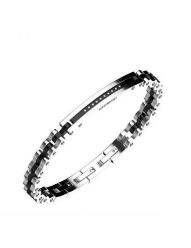Bikkembergs | Bracciale Uomo | Bicolore con diamanti 0,10 ct | Acciaio | IP nero