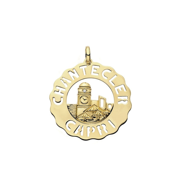Chantecler Ciondolo Donna Logo Piazzetta | Oro giallo 18Kt | Diamante 0,05 Ct