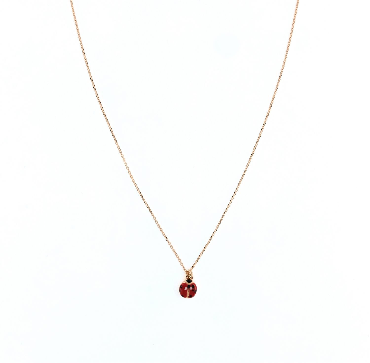 Versari Collana Donna Coccinella Smaltata | Argento 925 Dorato | Regolabile