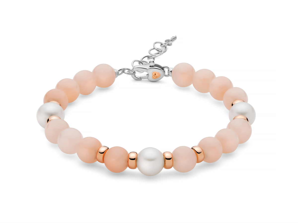 Bracciale Miluna in Argento 925 con Perle e Giada Pesca