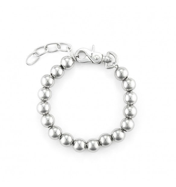 Paciotti Bracciale Uomo Sfere 10mm | Acciaio Rodiato | Chiusura Moschettone