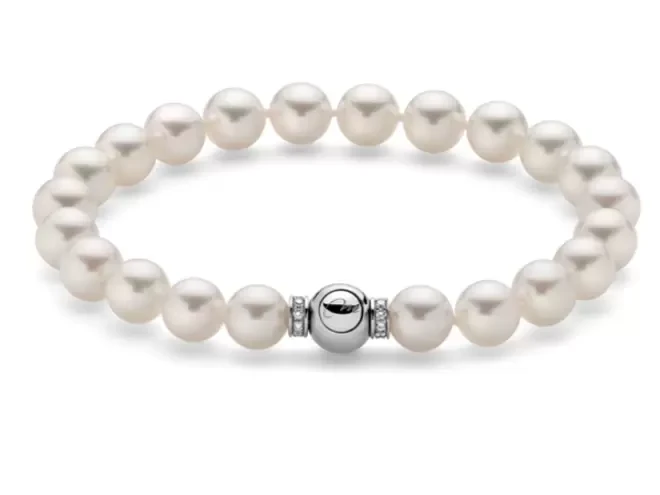 Bracciale Miluna in Oro Bianco 18 kt con Perle Akoya e Diamanti