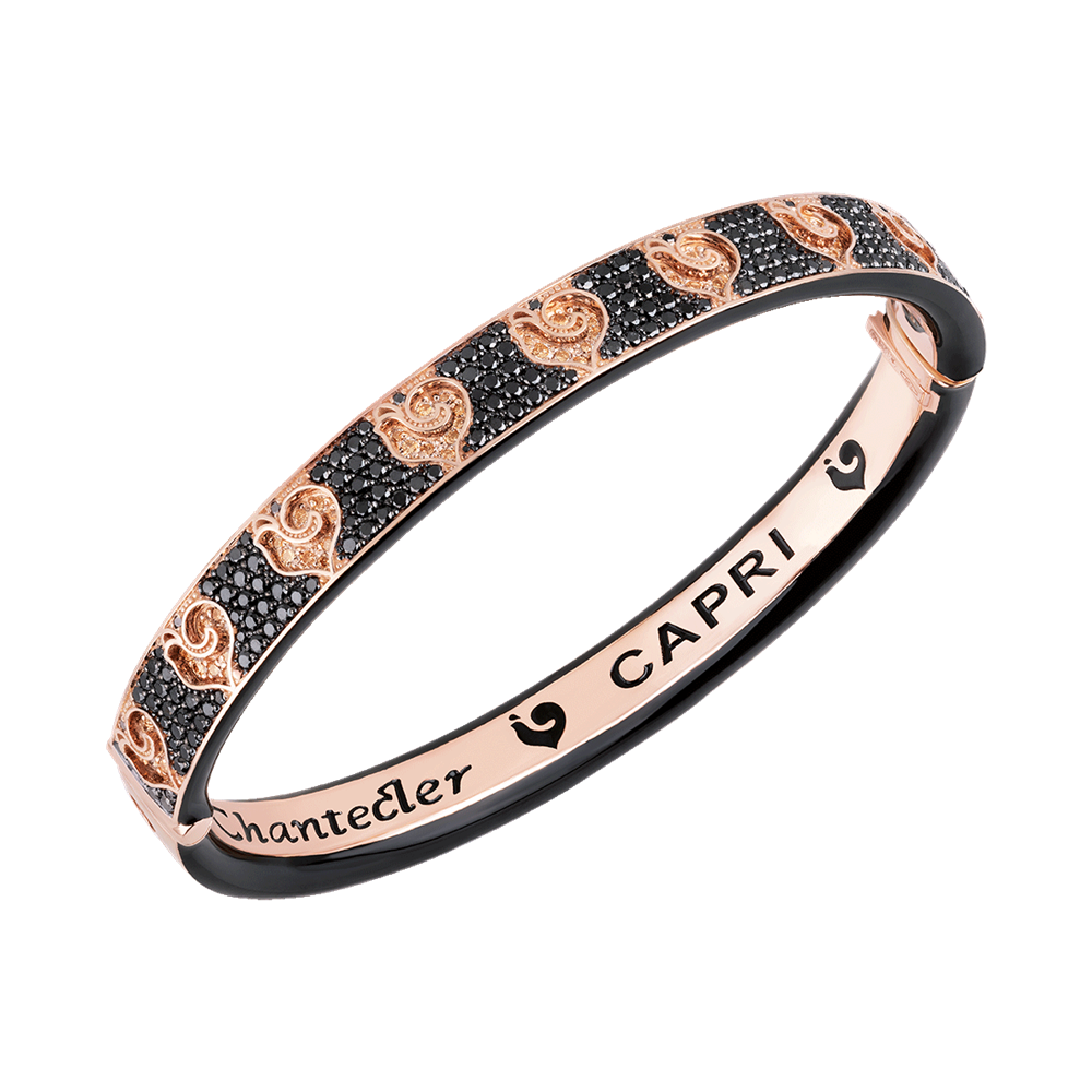 Chantecler Bracciale Donna Pavé Diamanti Neri | Oro Rosa 18kt | Smalto Nero