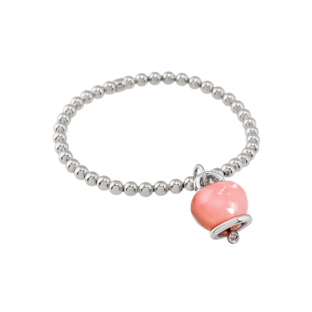 Chantecler Et Voilà Bracciale Elastico con Campanella in Resina Rosa