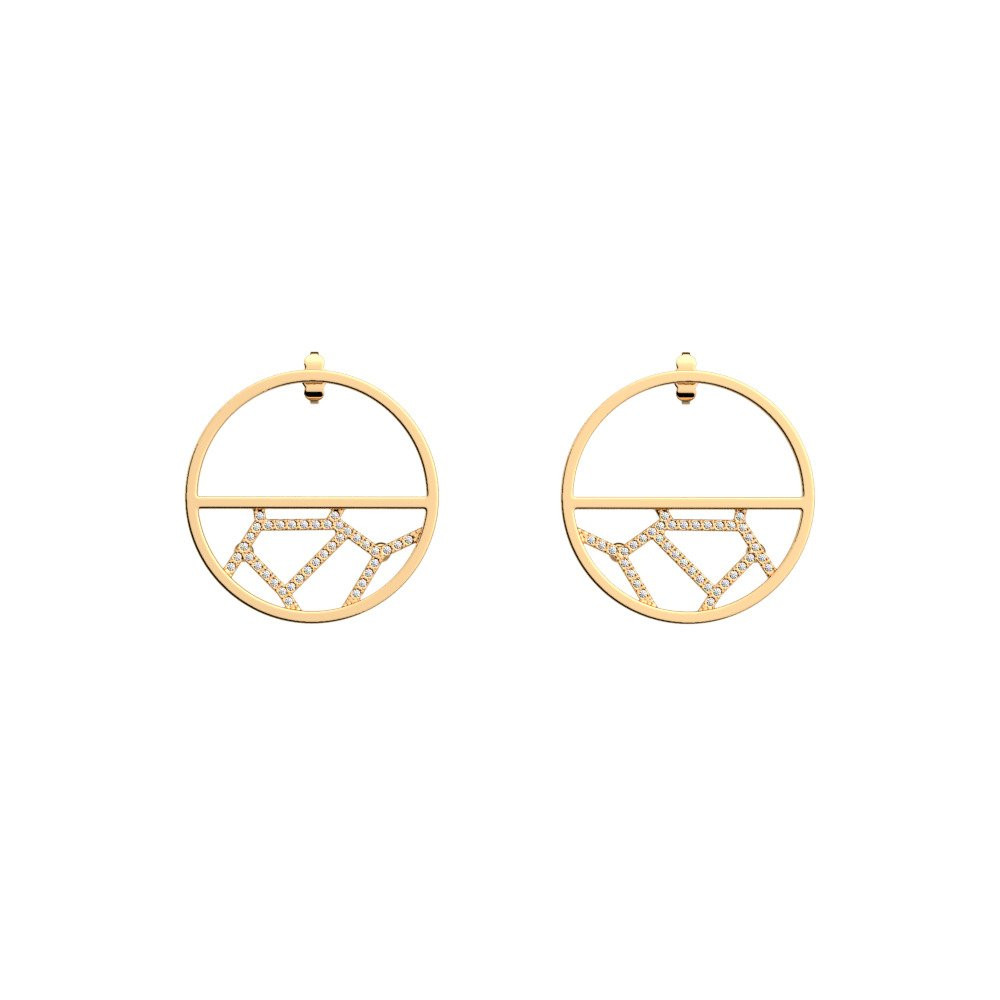 Les Georgettes Orecchini a Cerchio 30 mm Girafe | Oro Giallo | Zirconi Bianchi