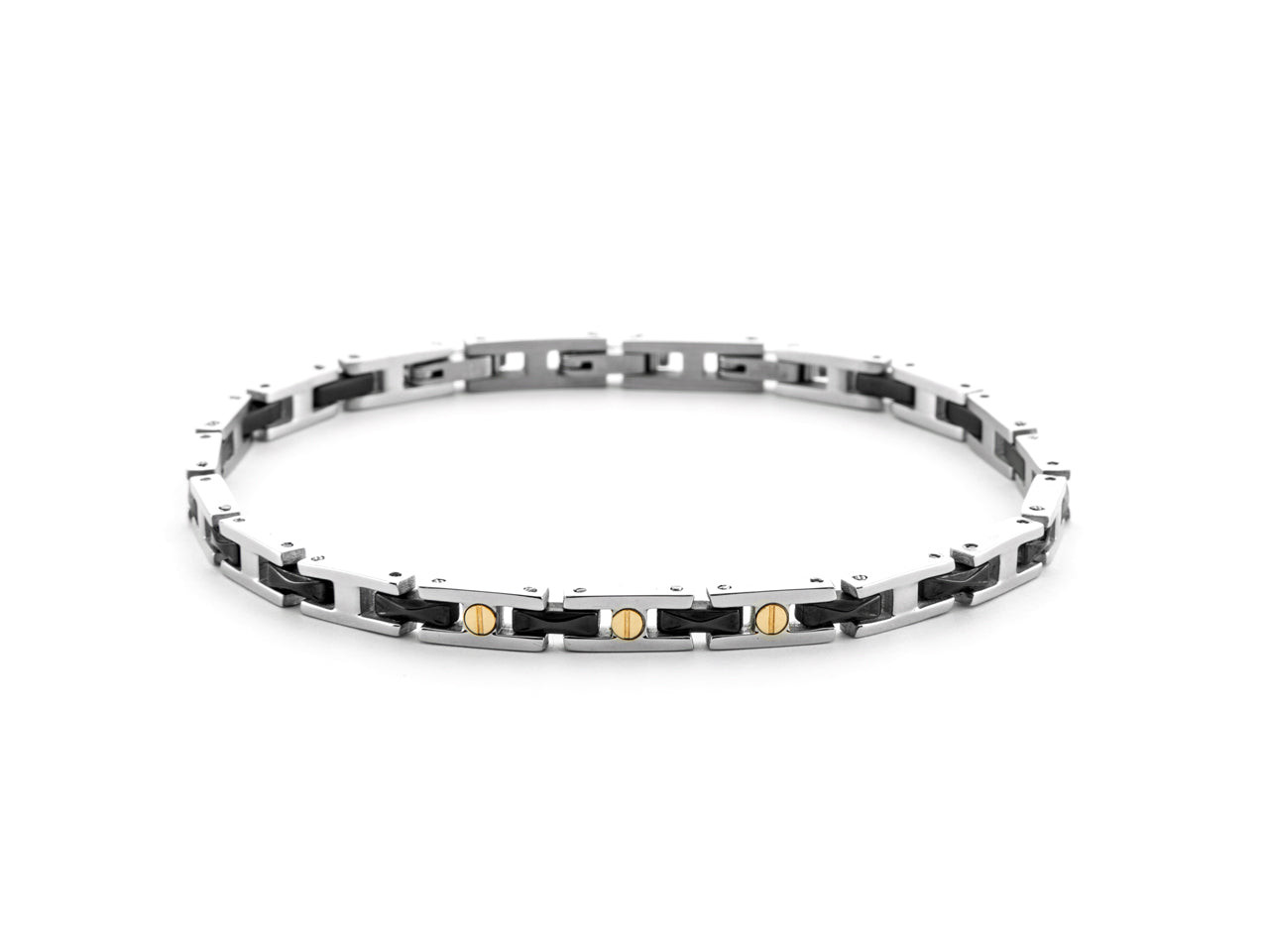 Paciotti 4US Bracciale Uomo PVD Nero Oro18kt | Acciaio & Ceramica | Reg 18-21cm