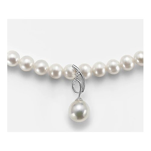 Mikiko Collana Donna Filo di Perle e Diamanti | Oro 18 Kt | Perle Ø5-5,5 mm