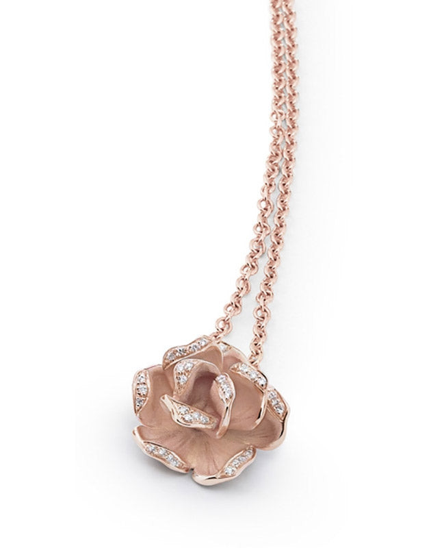 Annamaria Cammilli Collana Donna Fiore con Diamanti | Oro Rosa 18 kt | 42 cm