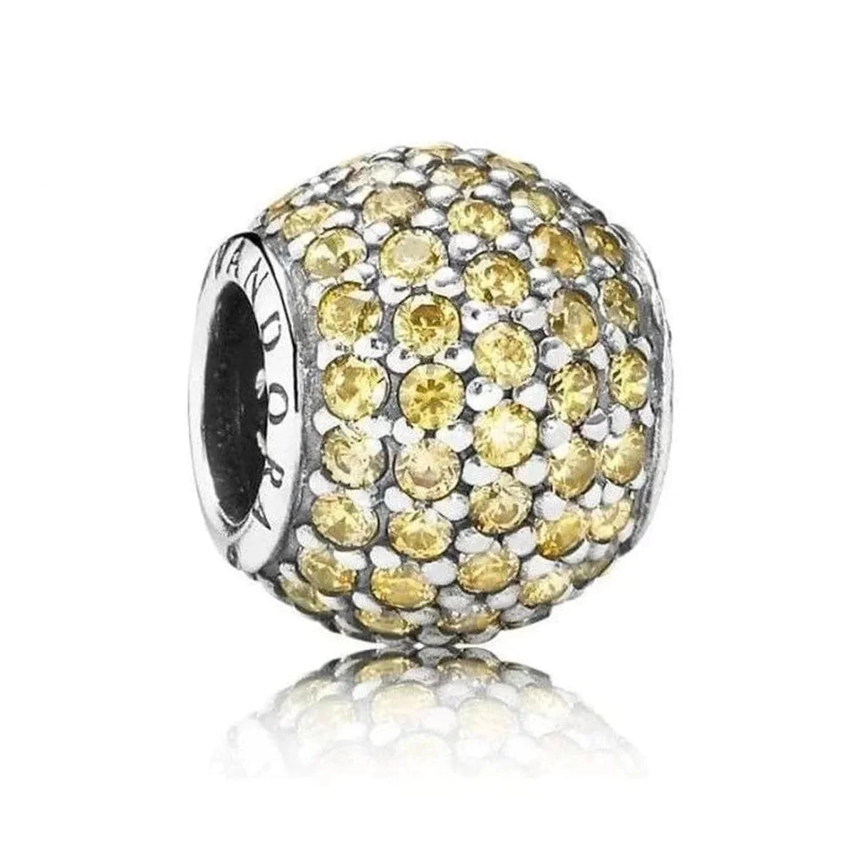 Charm Pandora Sfera in Argento con Pavé Giallo