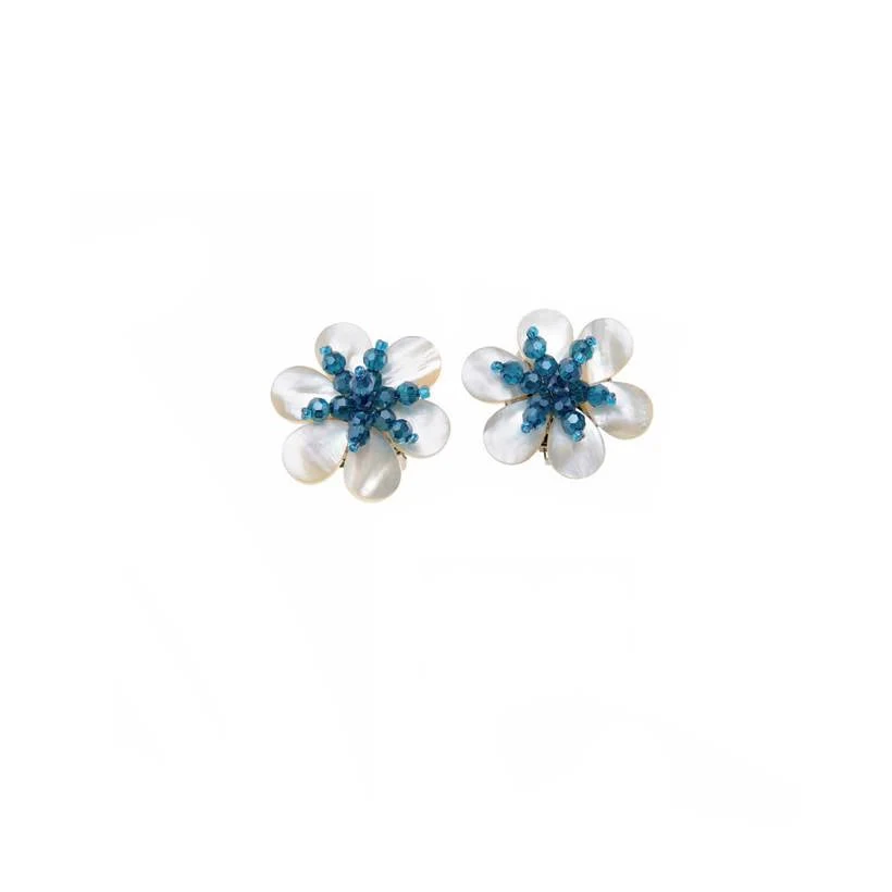 Ottaviani Orecchini a Fiore in Madreperla e Cristalli Blu