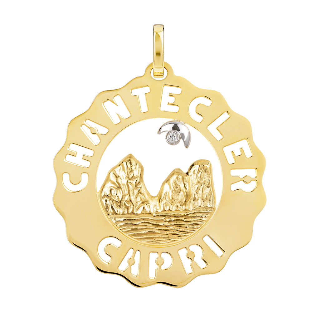 Chantecler Ciondolo Donna Grande Faraglioni | Oro Giallo 18Kt | Diamante 0,05 Ct