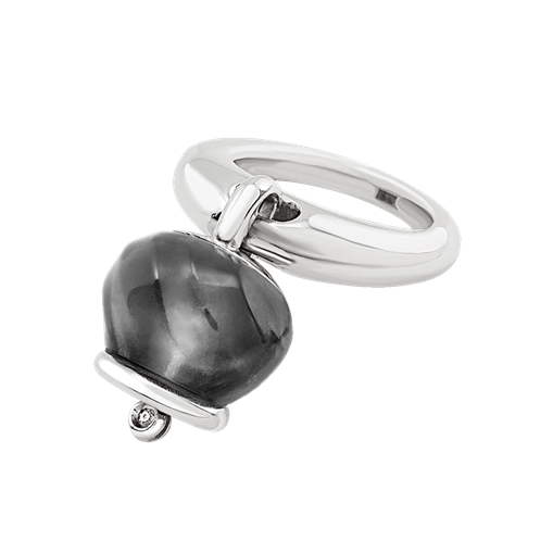 Chantecler | Anello Donna | Campanella Resina Nera | Argento | Diamante