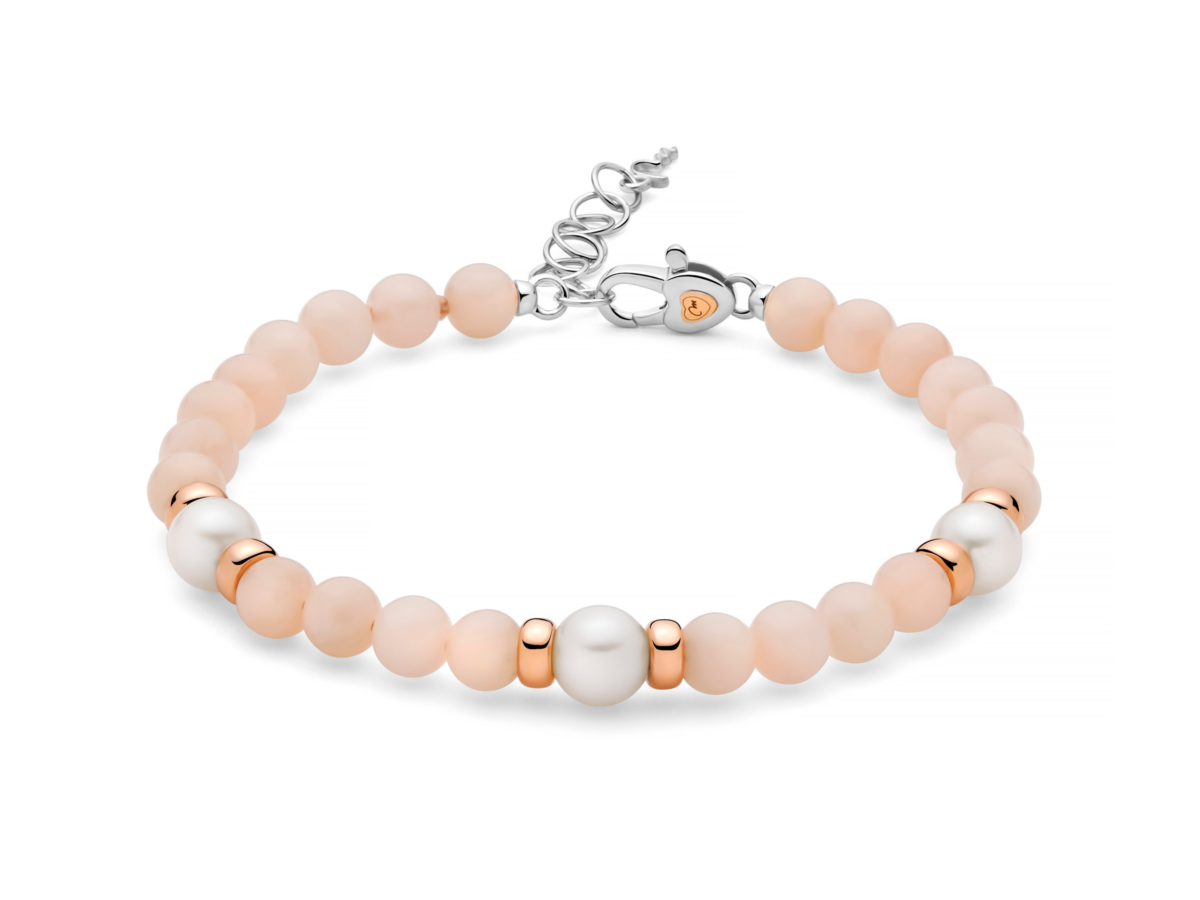 Bracciale Miluna in Argento 925 con Perle e Giada Pesca