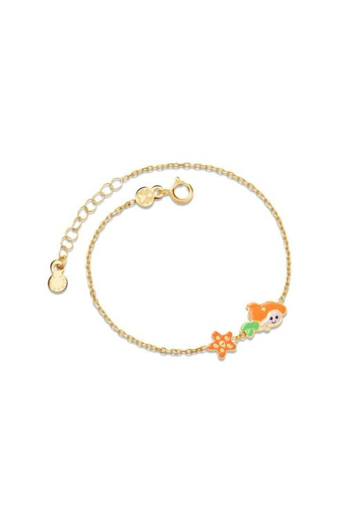Le Bebé Bracciale Bimba Sirenetta e Stella Marina | Oro 9kt | 14cm Regolabile