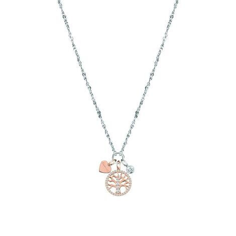 Collana La Petite Story Albero della Vita e Cuore in Acciaio Rosato