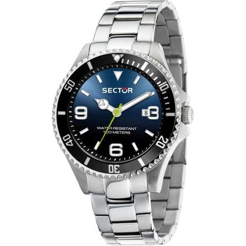 Sector Orologio Uomo Resistente 100m | Acciaio Inox | Quadrante Nero-Blu