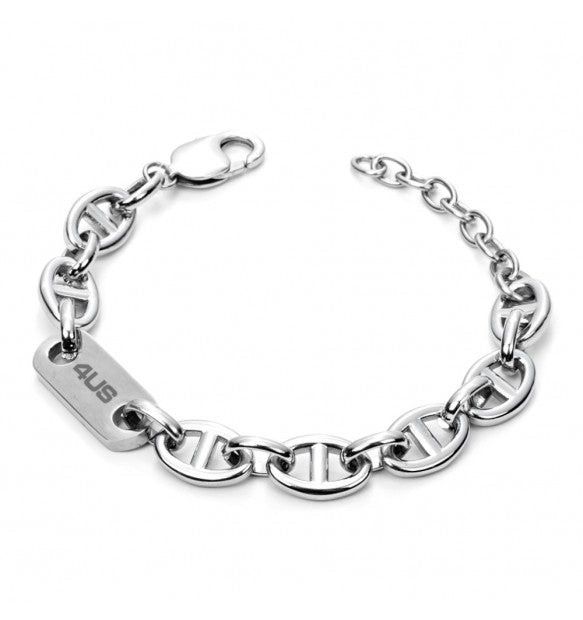 Paciotti 4US | Bracciale Uomo | Catena traversina con logo | Acciaio | 21 cm