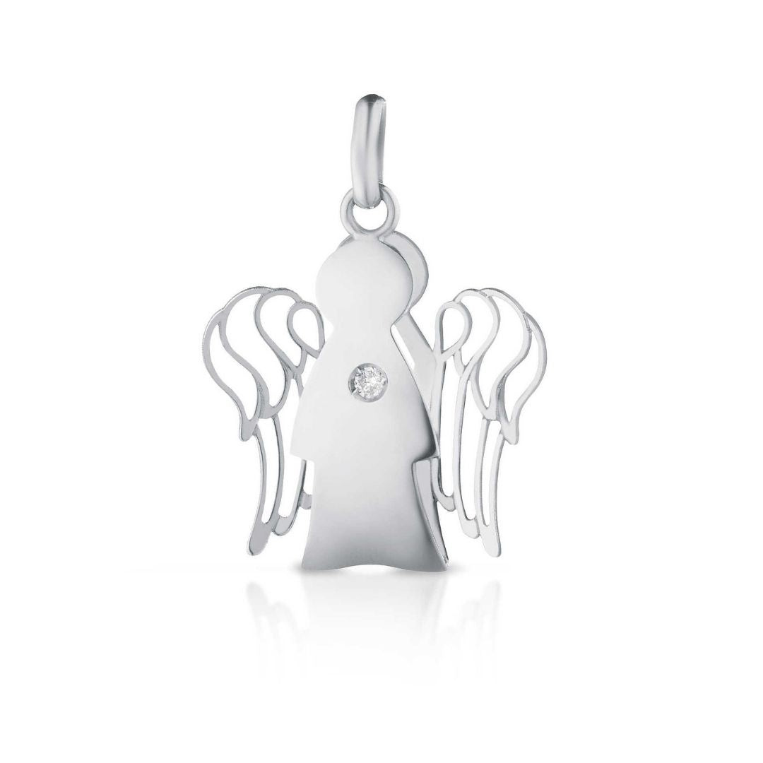 Roberto Giannotti Ciondolo Donna Angelo Diamante | Oro Bianco 18kt | Celestiale