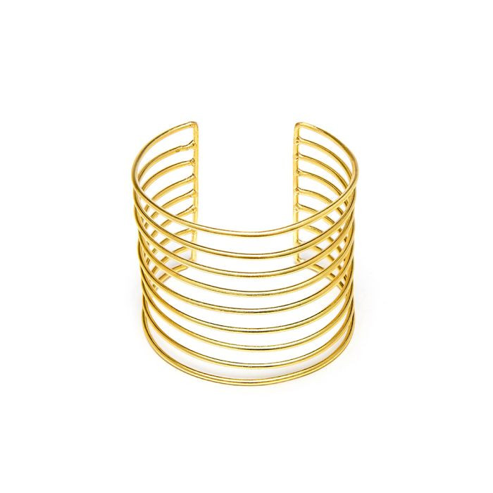 VESTOPAZZO Bracciale Donna Fascia 9 Linee | Ottone Riciclato | Aperto Regolabile