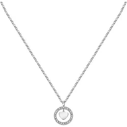 Collana La Petite Story Cuore e Cerchio di Cristalli Bianchi in Acciaio
