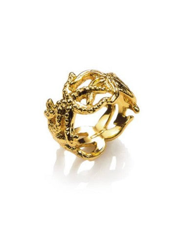 Giovanni Raspini | Anello | Stelle Marine | Argento 925 Dorato | Fatto a mano