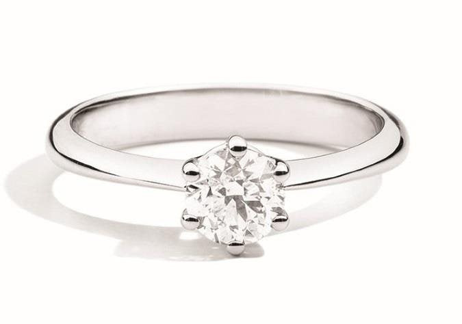 Recarlo Anello Solitario 6 Punte 0,20ct | Oro Bianco 18kt | Diamante G SI1