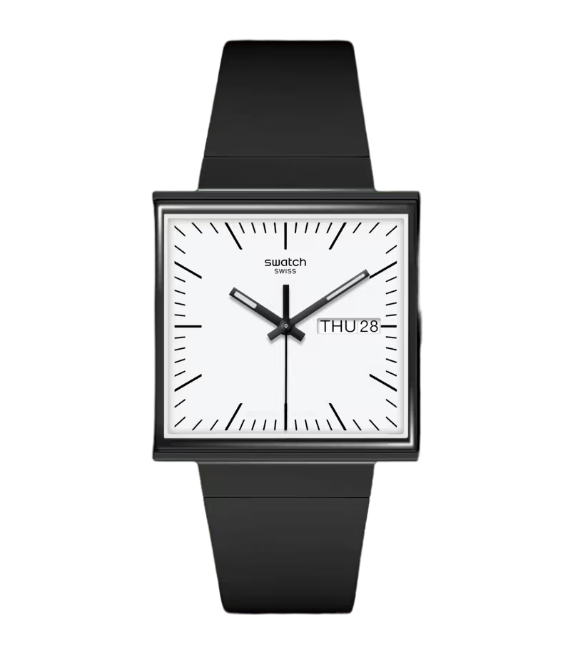 Swatch Orologio Uomo Cassa Quadrata Luminescente | BIOCERAMIC | Resistente 20m