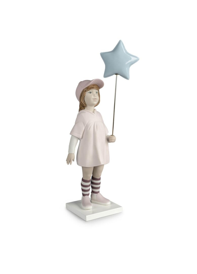Lladrò Scultura Giovane Sognatore con Stella Azzurra | Porcellana | 33 cm