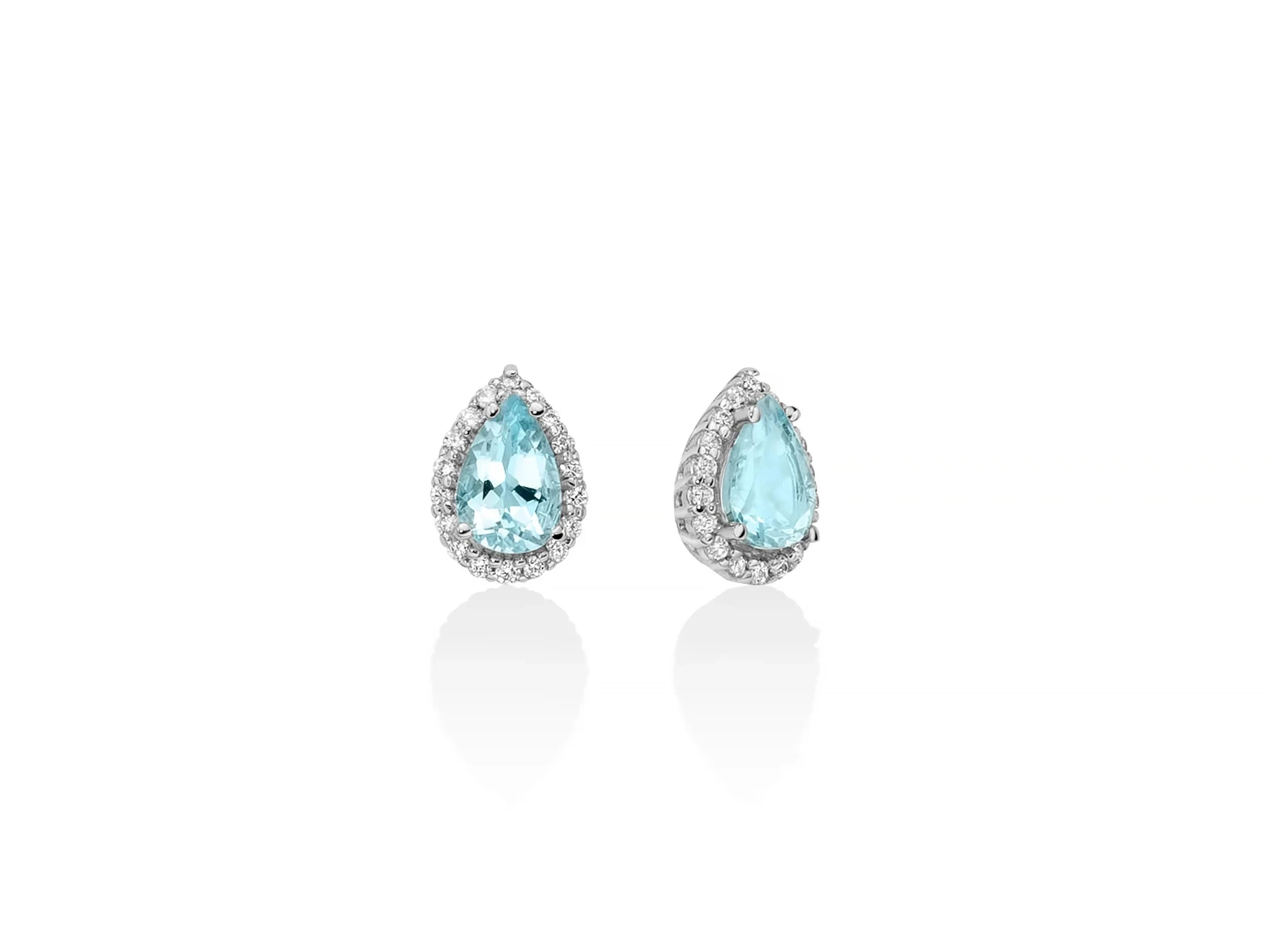 Miluna | Orecchini Donna | Acquamarina a Goccia | Oro Bianco 18 kt | 36 diam.
