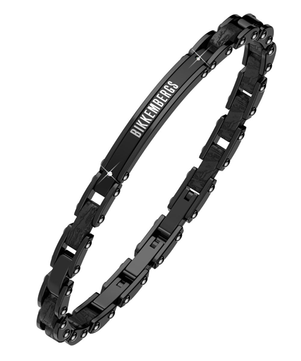 Bikkembergs | Bracciale Uomo | Nero con Ebano | Acciaio 316L | Diamanti naturali