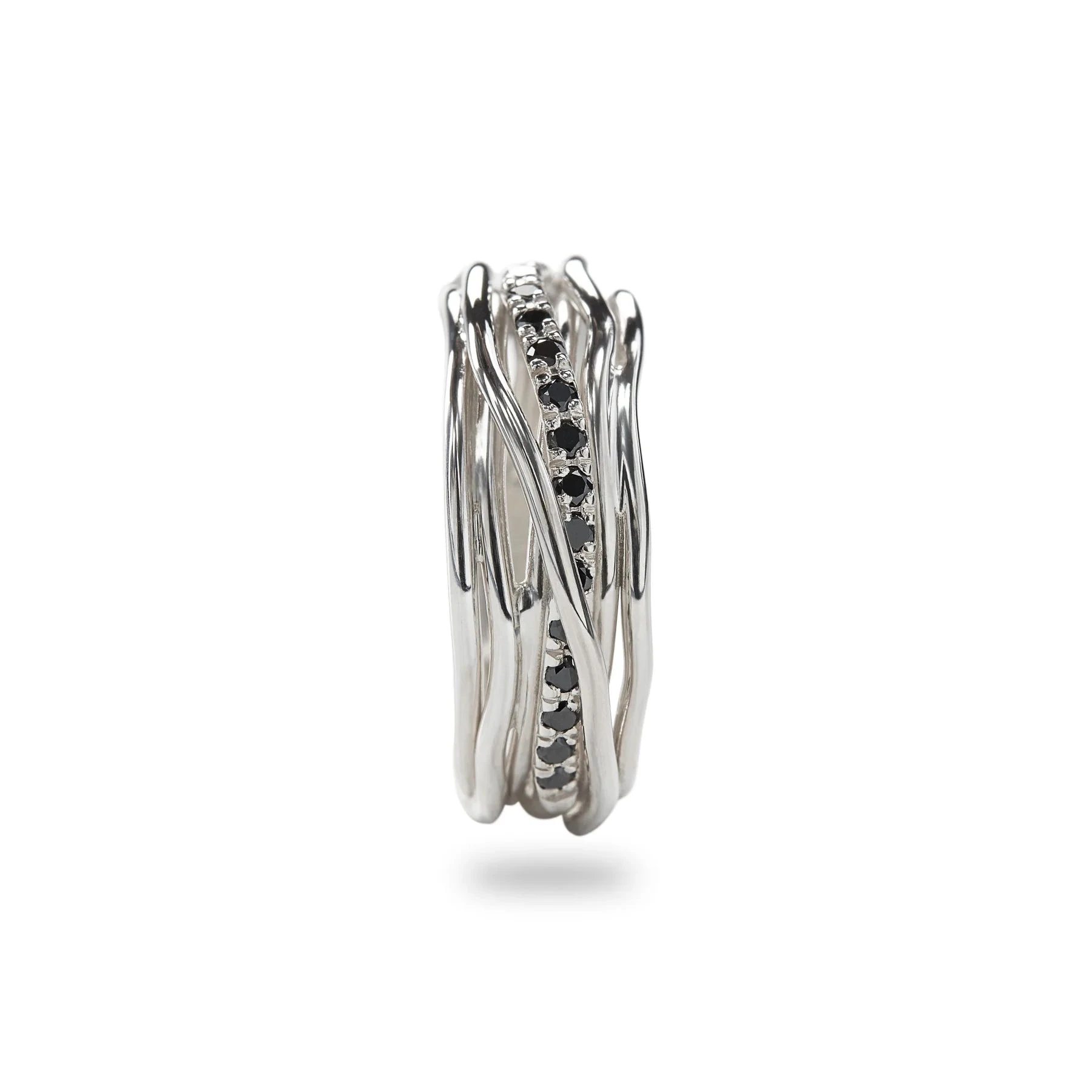Filo della Vita Classic 7 Fili Argento e Diamanti Neri