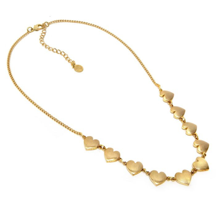 VESTOPAZZO Collana Donna 10 Cuori | Ottone Riciclato | Moschettone Regolabile