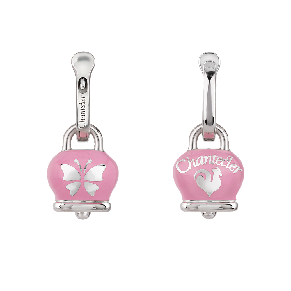Chantecler Orecchini Donna Campanella Piccola Rosa|Argento & Smalto|Farfalla