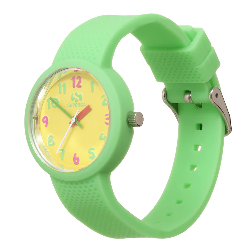 Superga | Orologio Bambino | Verde chiaro | Silicone hammered | Cassa 34 mm