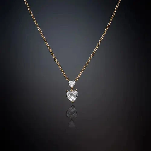 Chiara Ferragni Collana Pendente Cuore | Oro 18k Placcato | Zirconi Bianchi