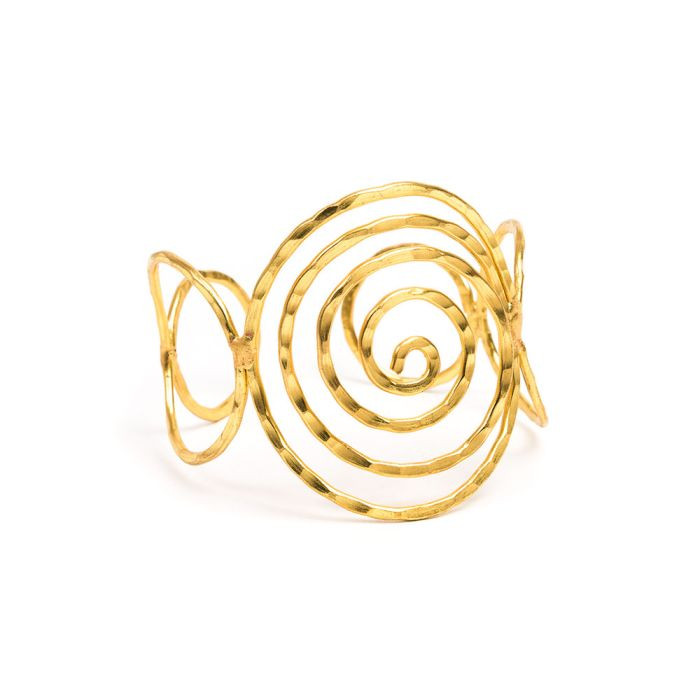 VESTOPAZZO Bracciale Donna Fascia Rigido Spirali|Ottone Riciclato|Artigianale