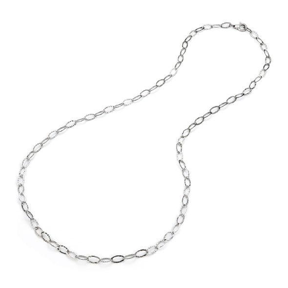 Giovanni Raspini Collana Donna Maglia Ovale Martellata | Argento 925 | 107 cm